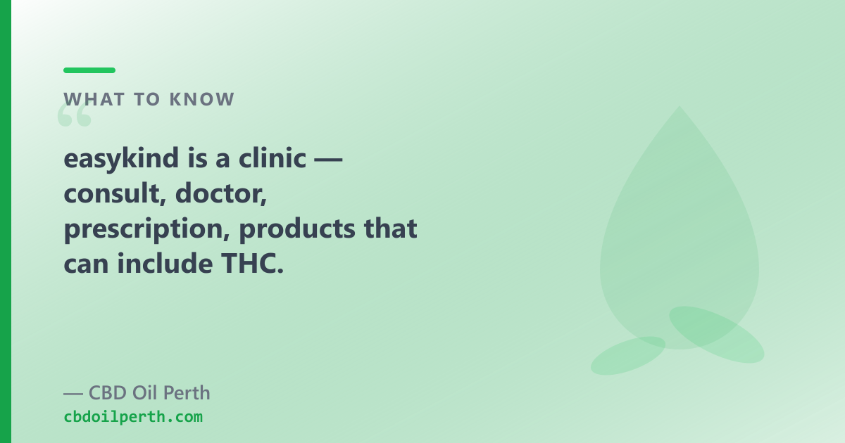 easykind is a telehealth clinic for prescription medical cannabis; OTC CBD oil is a different product